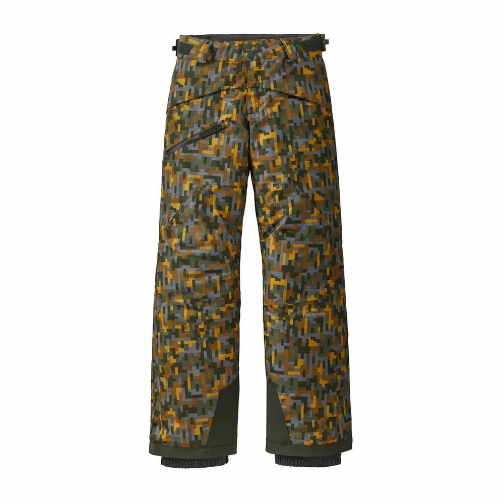 NEW PATAGONIA boys' snowshot pants in plot camo multi buckwheat gold